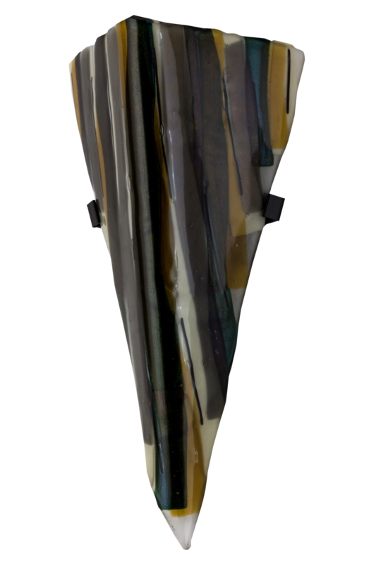 Fused Glass Wall Sconce with Textured Black Finish