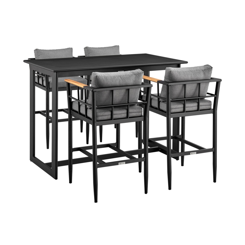Outdoor 5-Piece Bar Set with Teak Accents