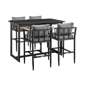 Outdoor 5-Piece Bar Set with Teak Accents