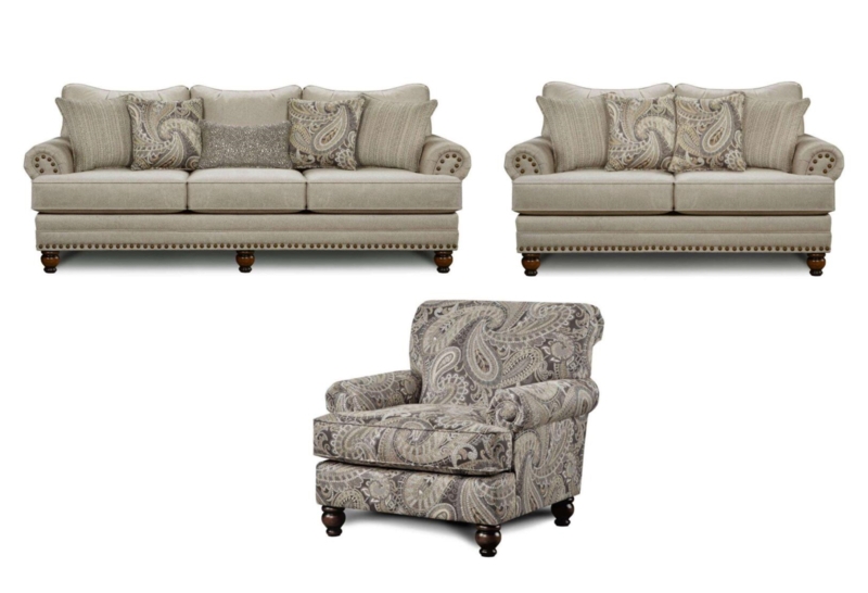 Configurable Living Room Set with Nailhead Trim