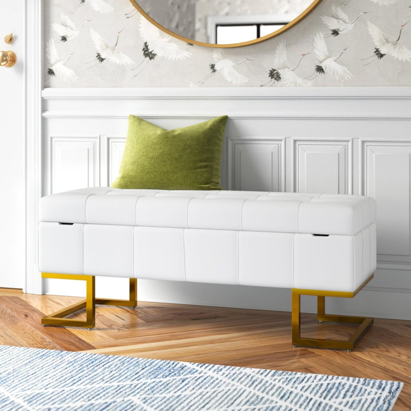 Geometric Gold Storage Bench