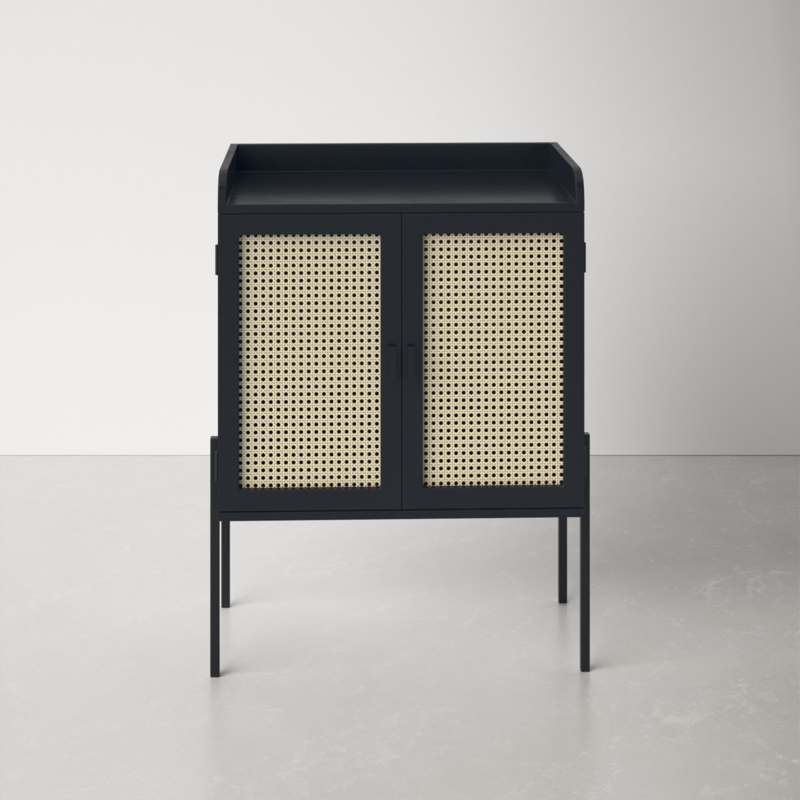 Metal and Mango Wood Bar Cabinet