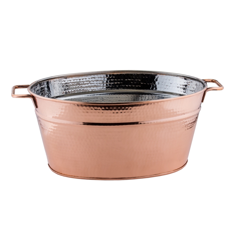 Copper Finish Beverage Tub with Hammered Details