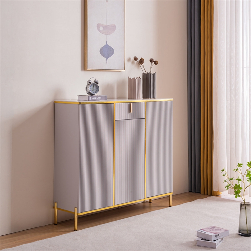 Ceramic-Top Shoe Cabinet with Metal Legs