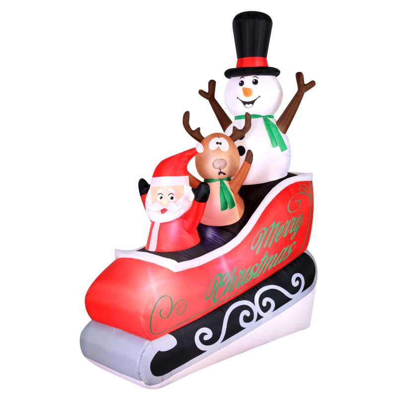 Inflatable Santa Sleigh Ride with Snowman and Reindeer