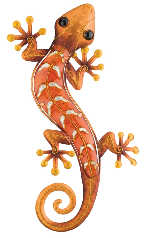 Artistic Gecko Wall Decor in Copper and Gold