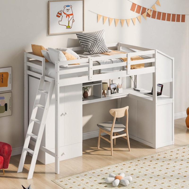 Twin Loft Bed with Multifunctional Features