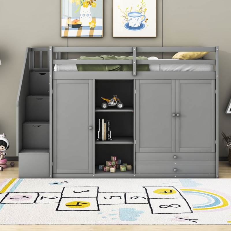 Rustic Countryside Loft Bed with Storage