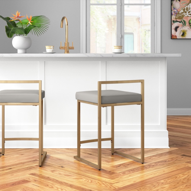 Set of Two Velvet Bar and Counter Stools