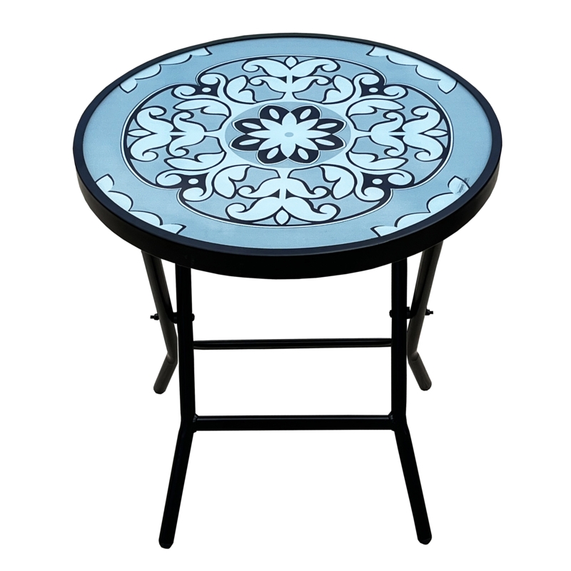 Foldable Glass Top Side Table