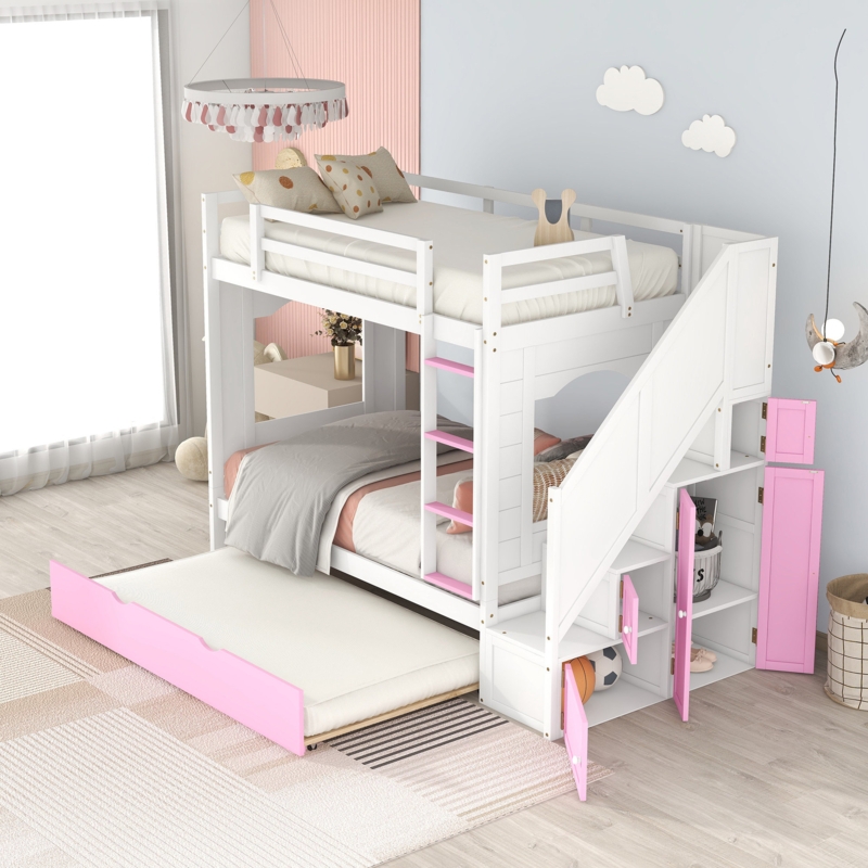 Bunk Bed with Trundle and Storage