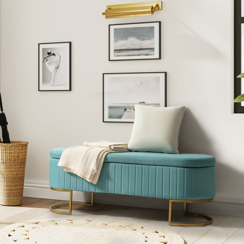 Modern Oval Storage Bench with Ottomans