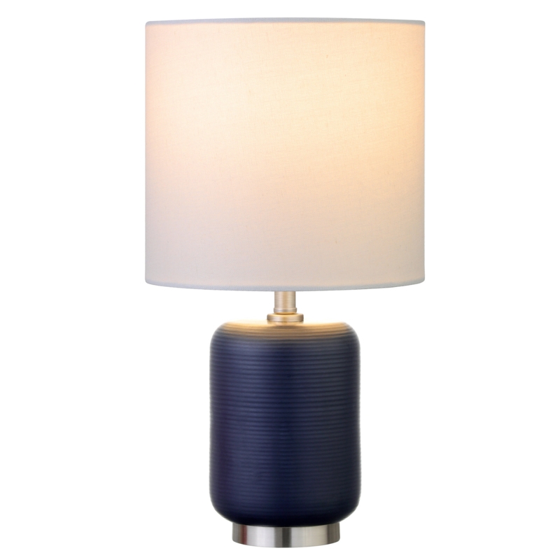 Mixed-Material Ribbed Ceramic Table Lamp