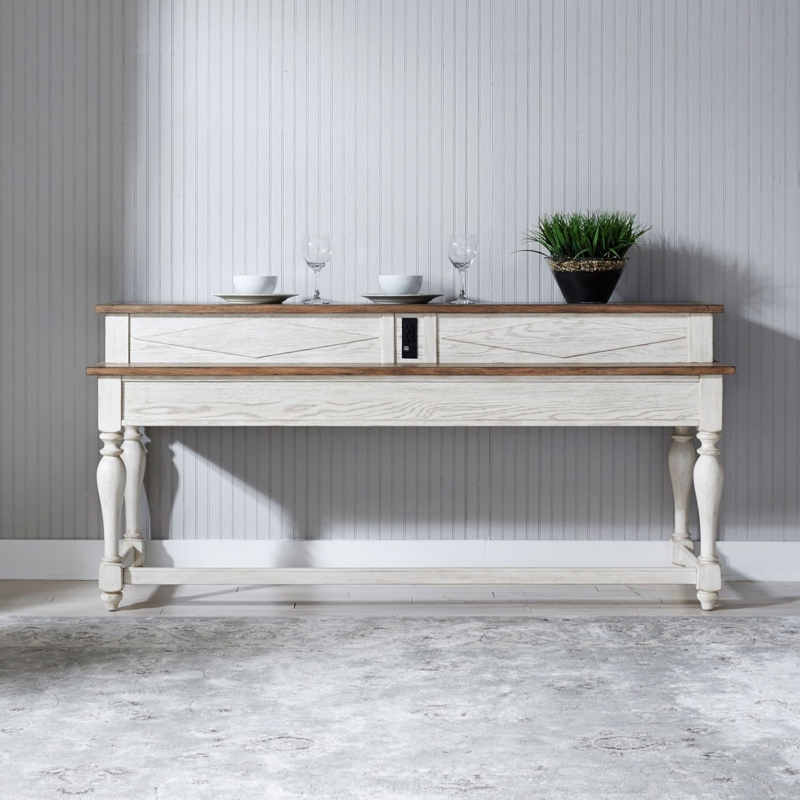 Console Bar Table with Storage and Charging Station