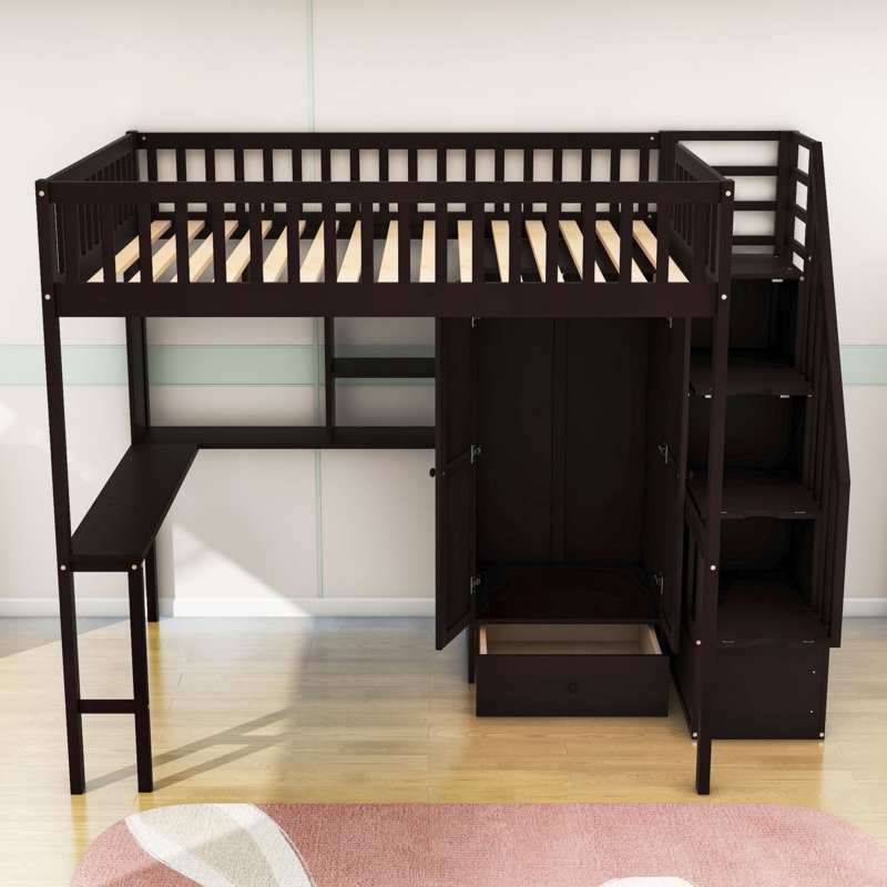 Loft Bed with Built-In Desk and Storage