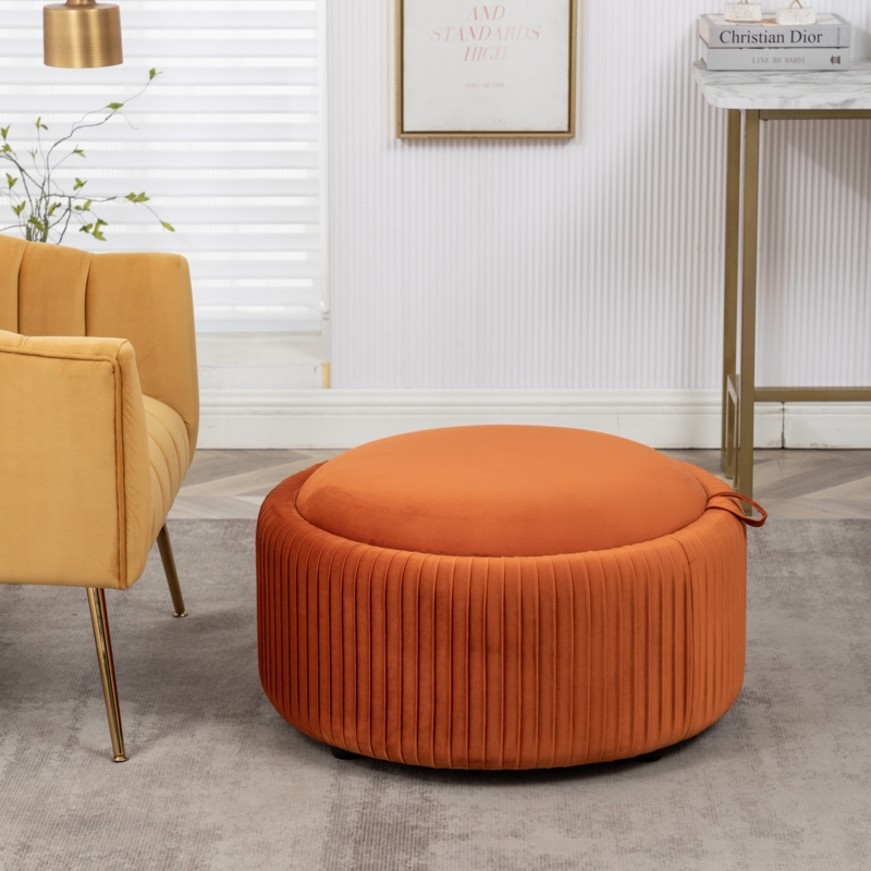 Round Velvet Ottoman
