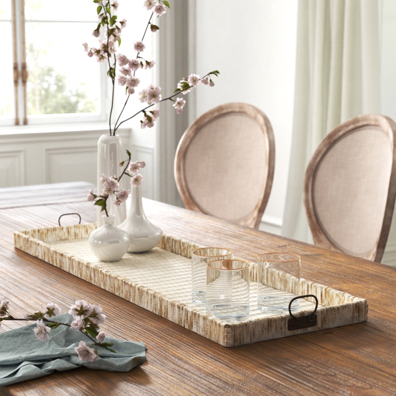 Rattan Tray with Metal Handles