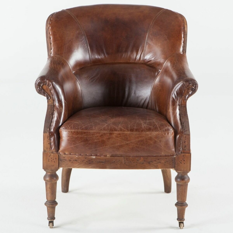 Distressed Leather Handcrafted Chair