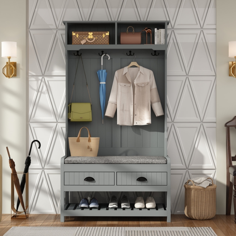 Stylish Foyer Tree with Storage and Seating