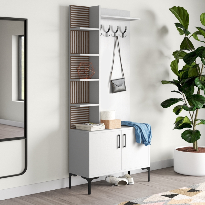 Contemporary Hall Tree with Shoe Storage