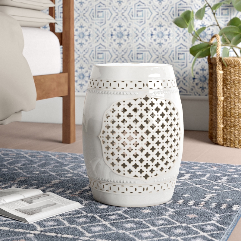 Quatrefoil Ceramic Garden Stool