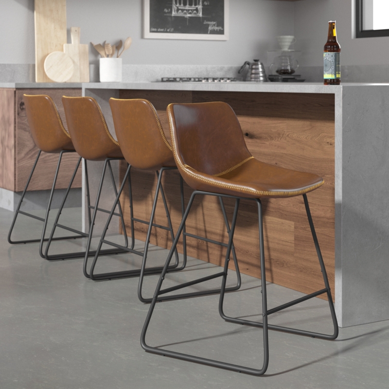 Modern Industrial Counter Stools Set of 4