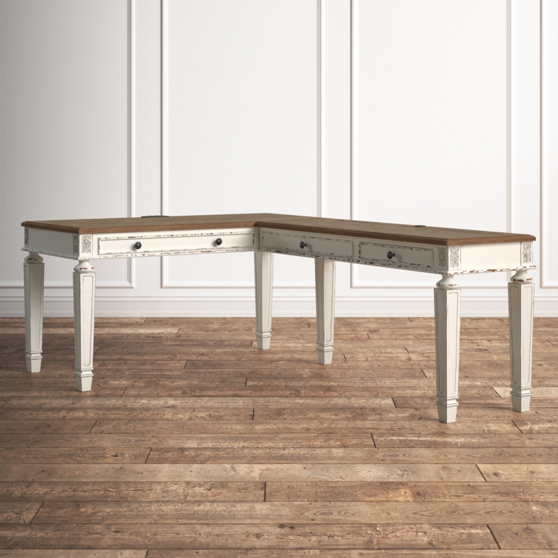 Cottage Style L-Shaped Desk with Lift Top