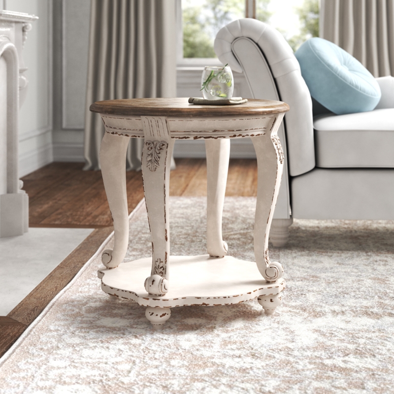 Petite Cottage Side Table with Shelf