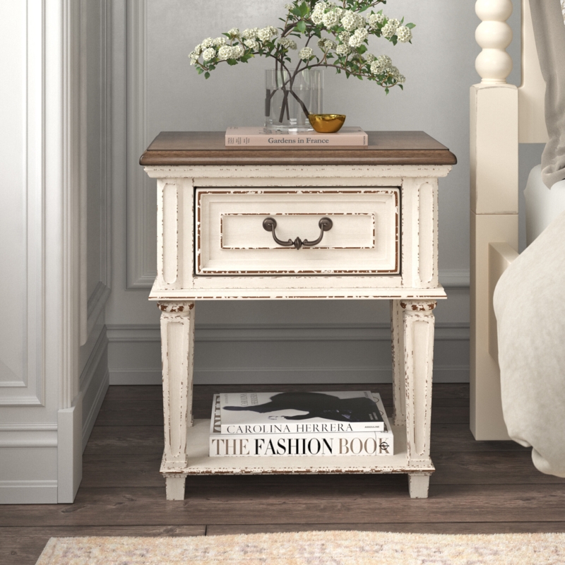 Vintage Nightstand with Drawer and Shelf