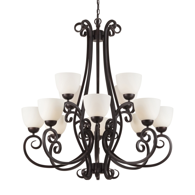 Antique Bronze Wrought Iron Chandelier
