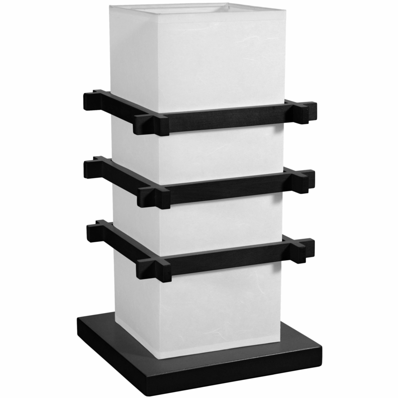 Three-Tiered Wooden Slatted Rice Paper Lamp