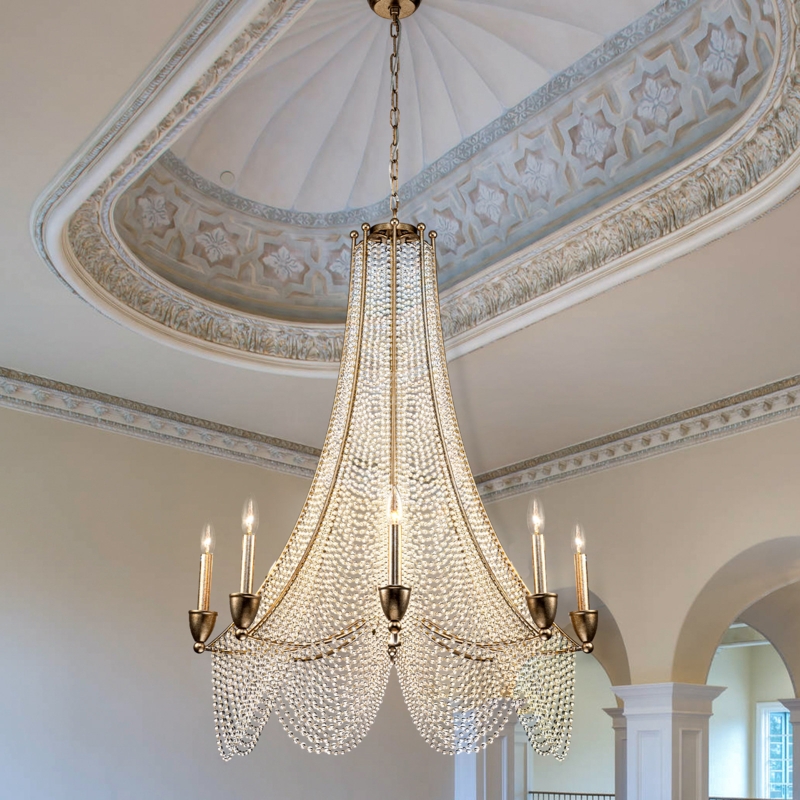Antique Gold Crystal Empire Chandelier