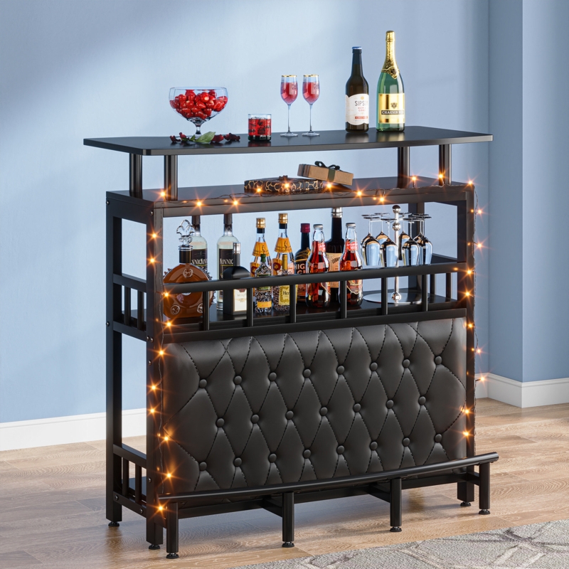 Curved Bar Counter with Upholstered Front