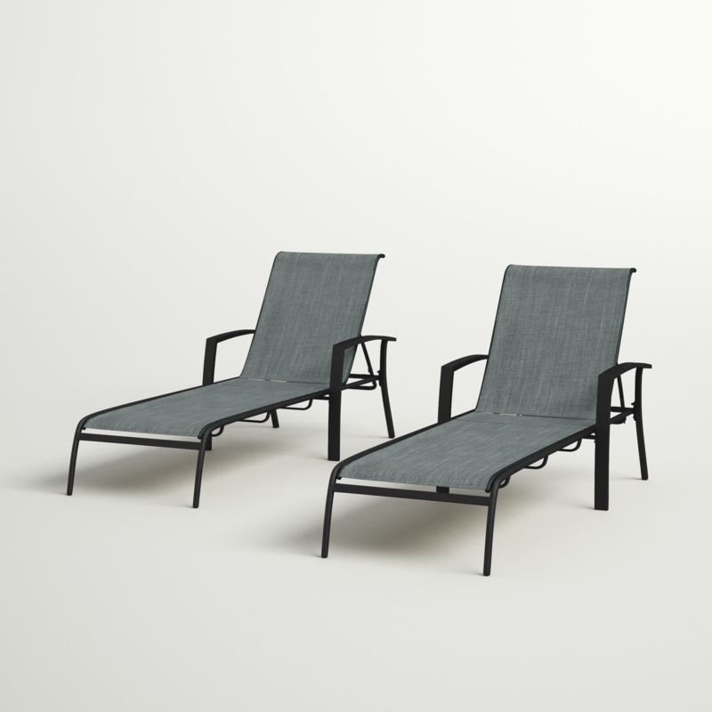 2-Piece Chaise Lounge Set with Mesh Fabric