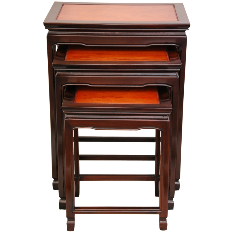 Set of Three Nested Tables with Asian Accent