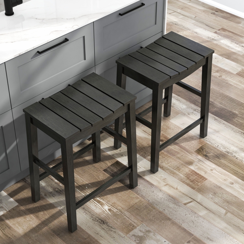 Farmhouse-Style Curved Plank Barstool