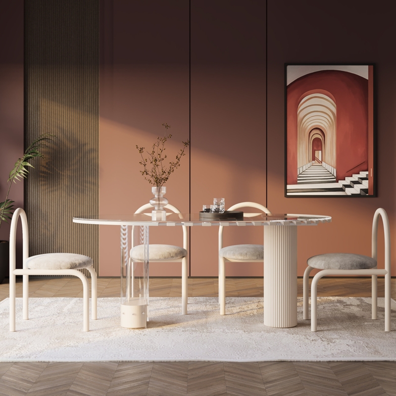 Modern Acrylic and Glass Dining Table