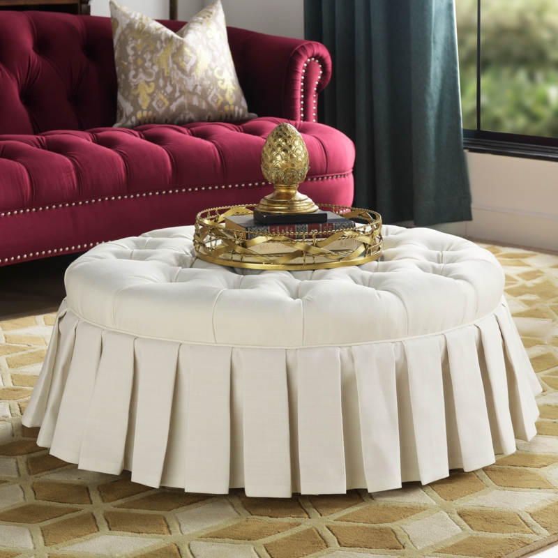 Plush Pleated Oversized Cocktail Ottoman