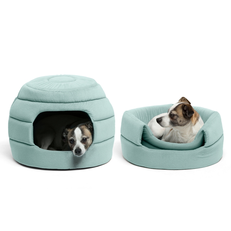 2-in-1 Honeycomb Hut-Cuddler Pet Bed