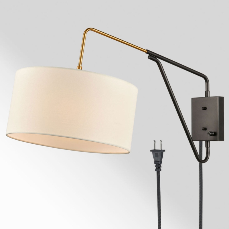 Adjustable Arm Black Finish Wall Light