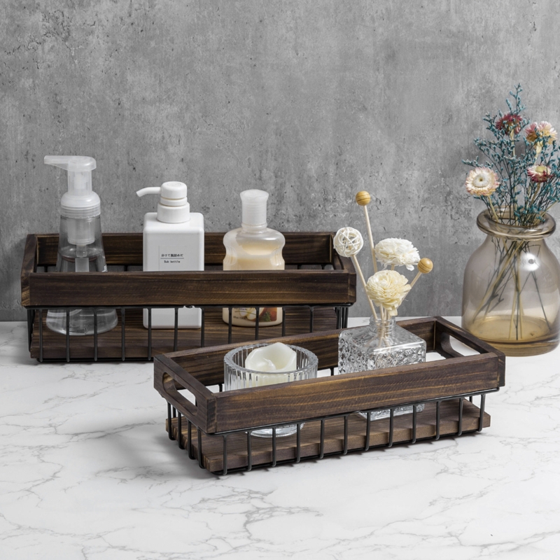 Wooden and Metal Crates Set of Two