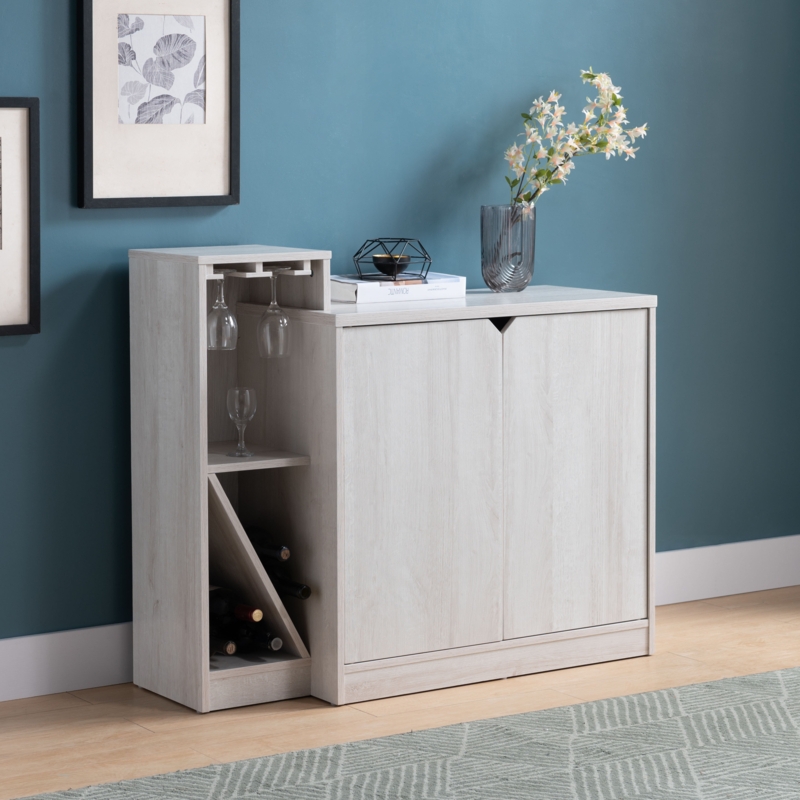 Sleek Wine Cabinet with Multi-level Table Space