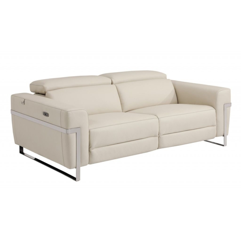 Italian Leather and Chrome Reclining Sofa