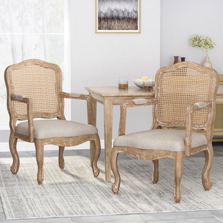 Upholstered Dining Chair with Cane Backrest