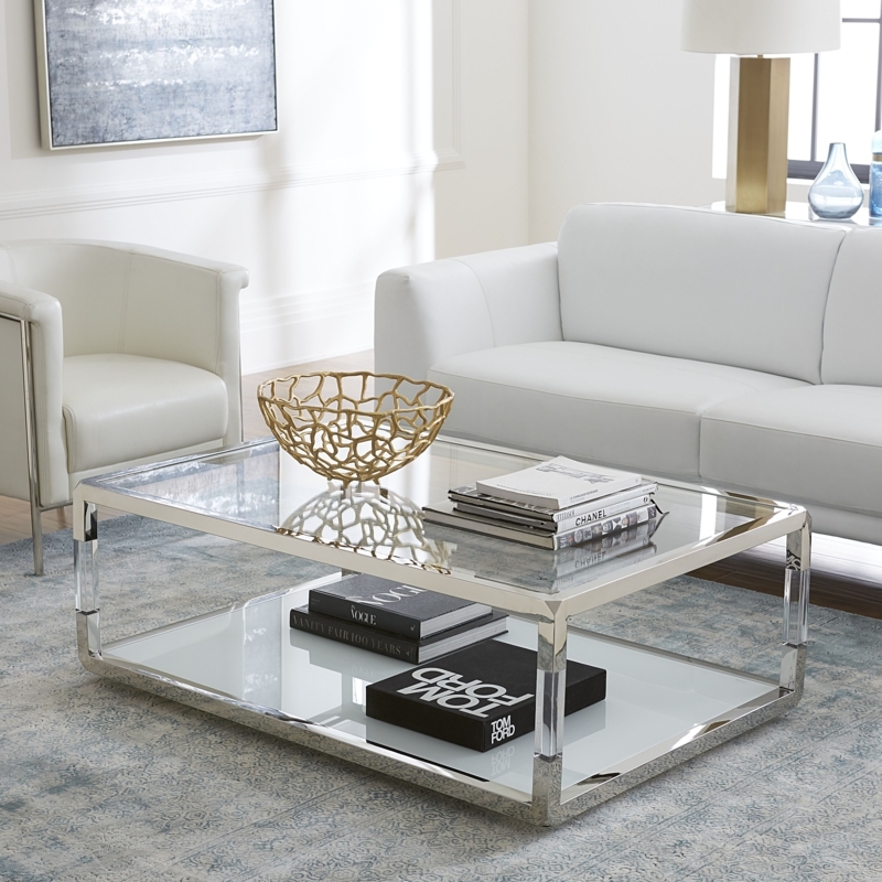 Classically Modern Coffee Table with Glass Shelves