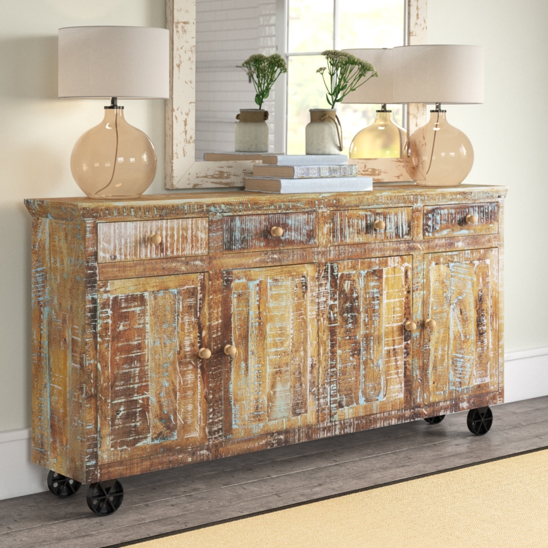 Four-Door Rolling Console with Storage