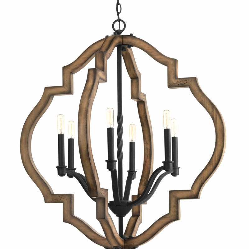 Quatrefoil Pattern Wood and Iron Lantern