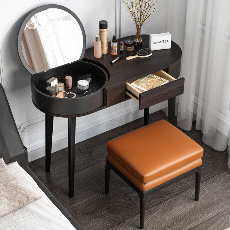 Minimalist Dressing Desk Set with Rotating Mirror