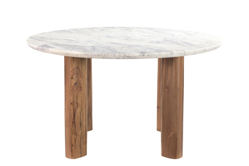 Marble Top Dining Table with Reclaimed Teak Legs