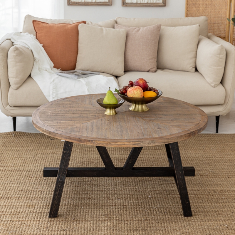 French Country Distressed Wood Coffee Table